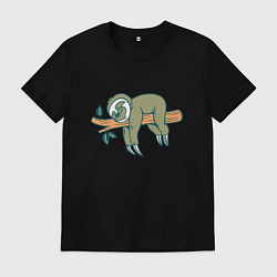 Мужская футболка Ленивец спит на ветке