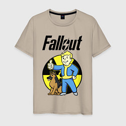 Футболка хлопковая мужская Vault boy and dog, цвет: миндальный