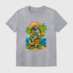Мужская футболка Черепашка с гитарой на острове жаркое лето