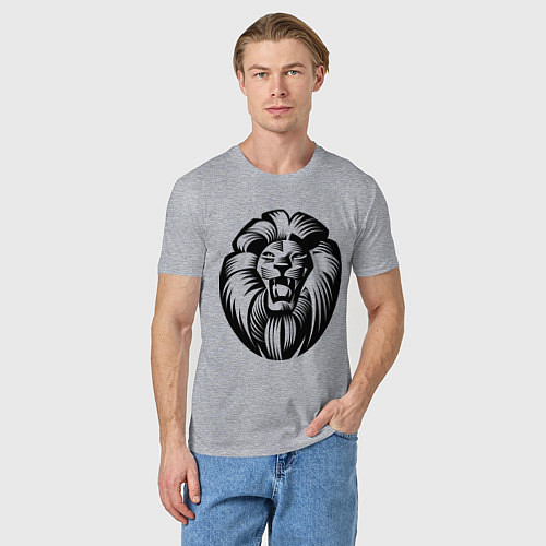 Мужская футболка Бесстрашный лев / Меланж – фото 3