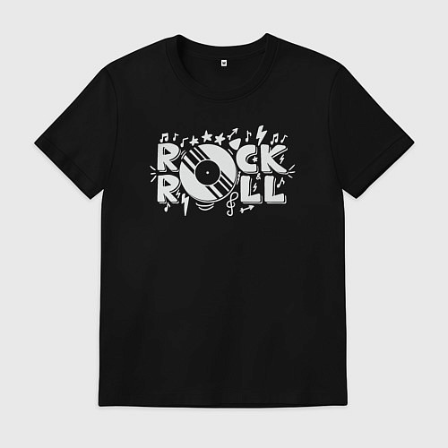 Мужская футболка Виниловый рок-н-ролл / Черный – фото 1