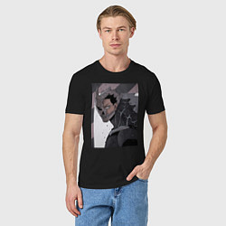 Футболка хлопковая мужская Кайдзю номер восемь Кафка Хибино Силы обороны боец, цвет: черный — фото 2