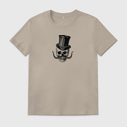 Мужская футболка Гравюра череп в цилиндре