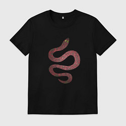 Футболка хлопковая мужская Змея красная, цвет: черный