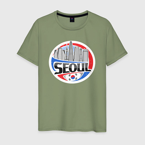 Мужская футболка Сеул - Южная Корея / Авокадо – фото 1