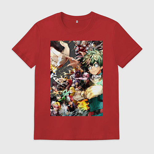 Мужская футболка Моя геройская академия Идзуку Мидория Отяко Урарак / Красный – фото 1