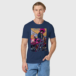 Футболка хлопковая мужская Ковбой Бибоп Спайк Шпигель Красный дракон, цвет: тёмно-синий — фото 2