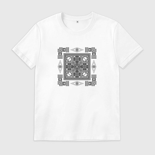 Мужская футболка Серого цвета этнический орнамент / Белый – фото 1