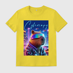 Мужская футболка Cyber capybara - neon metropolis