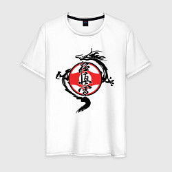 Футболка хлопковая мужская Karate kyokushin - dragon, цвет: белый