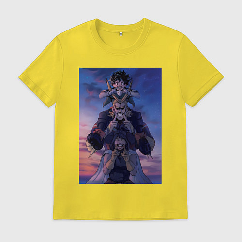 Мужская футболка Моя геройская академия Всемогущий Идзуку Мидория / Желтый – фото 1