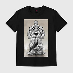 Футболка хлопковая мужская Магическая битва Сукуна Рёмэн истиный облик, цвет: черный