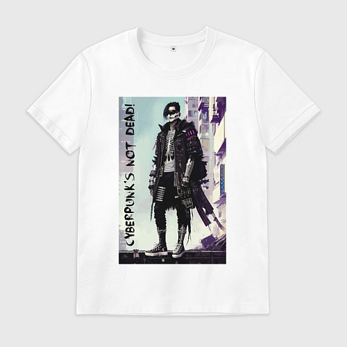 Мужская футболка Cyberpunks not dead - motto ai art / Белый – фото 1