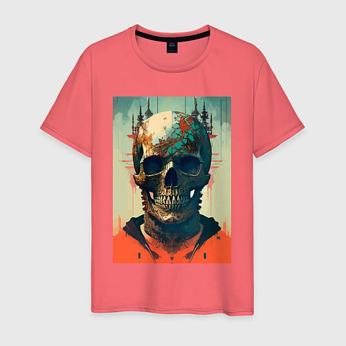 Мужская футболка Ai art skull - fantasy / Коралловый – фото 1