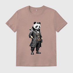 Футболка хлопковая мужская Панда стимпанк, цвет: пыльно-розовый
