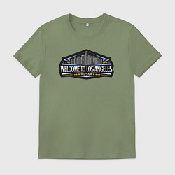 Футболка хлопковая мужская США - Лос-Анджелес, цвет: авокадо