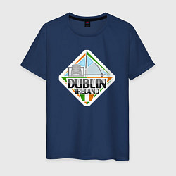 Футболка хлопковая мужская Ireland Dublin, цвет: тёмно-синий