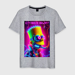 Футболка хлопковая мужская Cyber Bart - neon glow fantasy, цвет: меланж