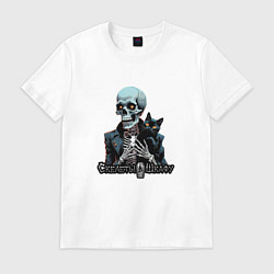 Мужская футболка Арт котик и скелет