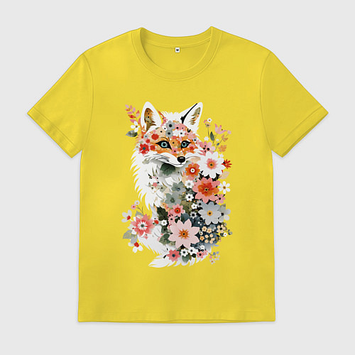Мужская футболка Лисий контур из цветов / Желтый – фото 1