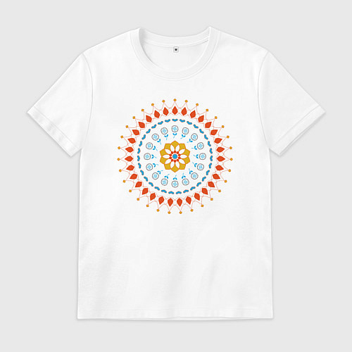 Мужская футболка Цветочно-кружевная мандала / Белый – фото 1