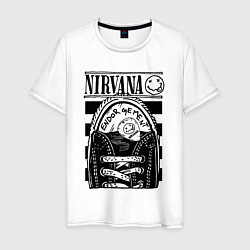 Футболка хлопковая мужская Nirvana grunge rock, цвет: белый