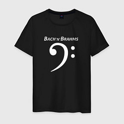 Мужская футболка Бах и Брамс по-английски с басовым ключом белым