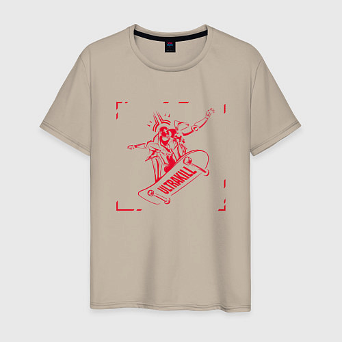 Мужская футболка Ultrakill Gabriel on a skateboard / Миндальный – фото 1