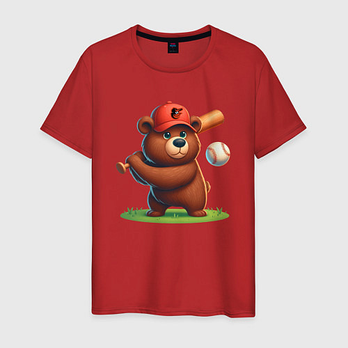 Мужская футболка Bear cub batter Baltimore Orioles - ai art / Красный – фото 1