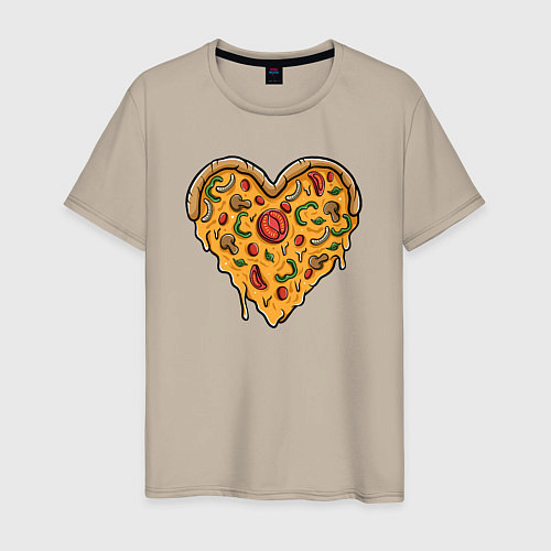 Мужская футболка Pizza heart / Миндальный – фото 1