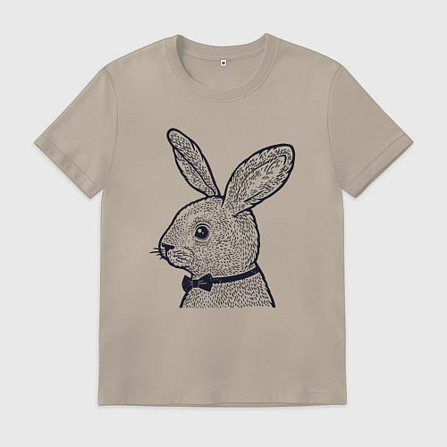 Мужская футболка Зайчик в бабочке / Миндальный – фото 1