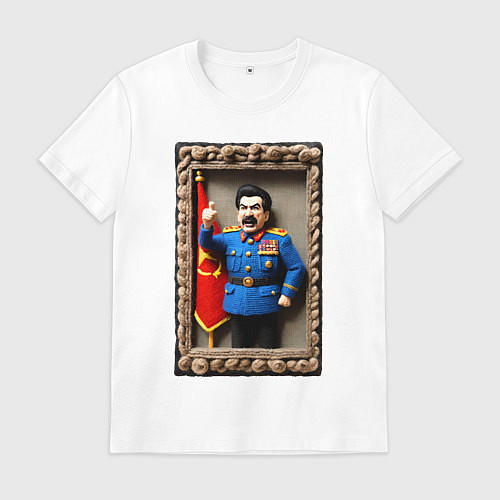 Мужская футболка Вязанный Сталин грозит пальцем - детское творчеств / Белый – фото 1
