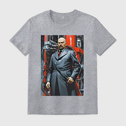 Мужская футболка Ленин в кожанке - киберпанк