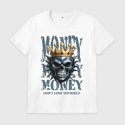 Мужская футболка Череп с короной на фоне денег