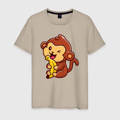 Мужская футболка Monkey banana / Миндальный – фото 1