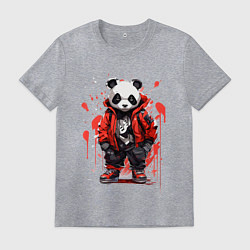 Мужская футболка Модная панда в красной куртке