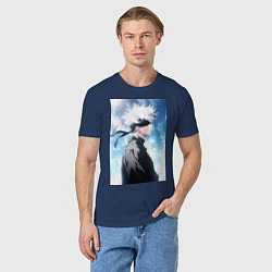 Футболка хлопковая мужская Магическая битва Сатору Годзё в повязке, цвет: тёмно-синий — фото 2