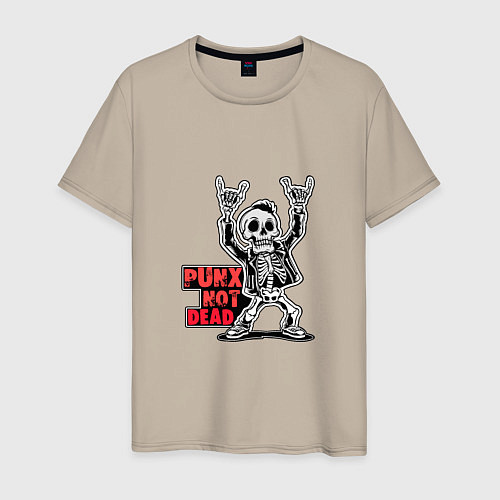 Мужская футболка Череп с козой punks not dead / Миндальный – фото 1