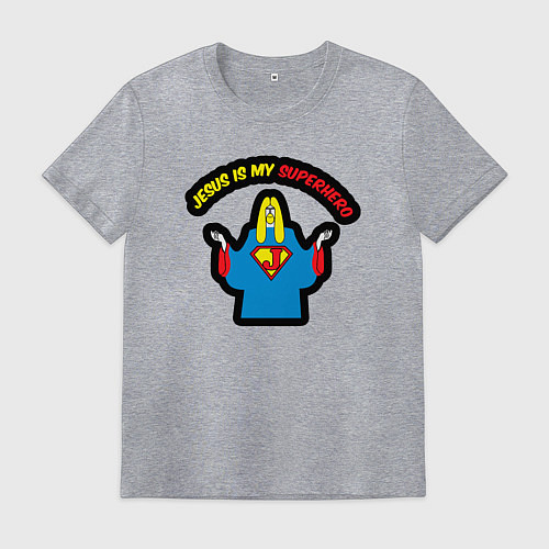 Мужская футболка Иисус мой супергерой / Меланж – фото 1
