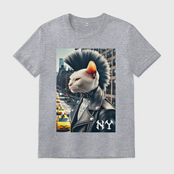 Мужская футболка Котик панк житель Нью-Йорка - нейросеть