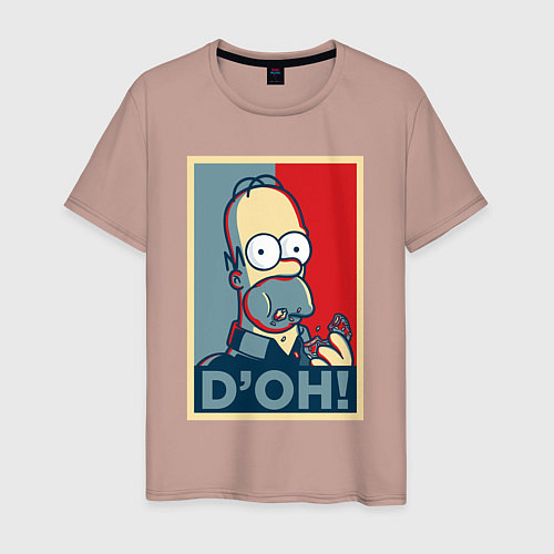 Мужская футболка Homer with donut / Пыльно-розовый – фото 1