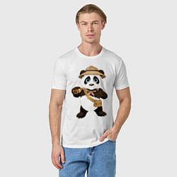 Футболка хлопковая мужская Веселая панда следопыт, цвет: белый — фото 2