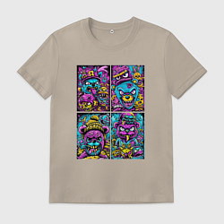 Мужская футболка Яркие неоновые картинки с монстрами