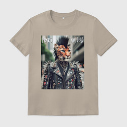 Мужская футболка Леопард панк музыкант - нейросеть