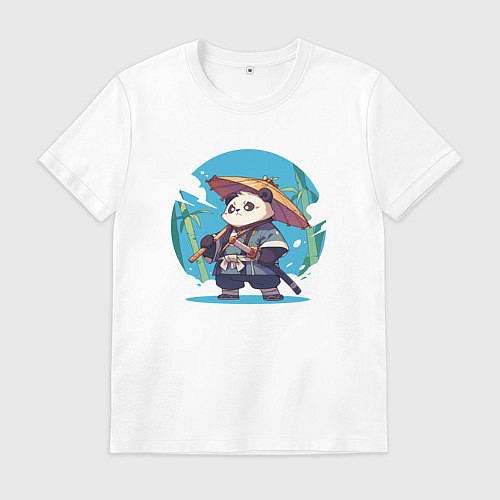 Мужская футболка Панда самурай / Белый – фото 1