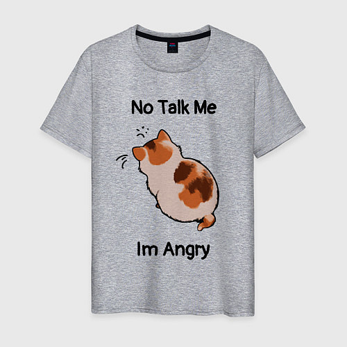 Мужская футболка Обиженный котик - not talk to me am angry / Меланж – фото 1