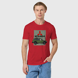 Футболка хлопковая мужская Mitsubishi Sport g1 на фоне карты, цвет: красный — фото 2