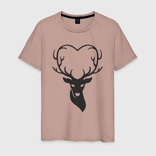 Мужская футболка Love deer / Пыльно-розовый – фото 1