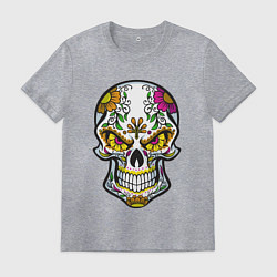 Мужская футболка Череп в цветочках