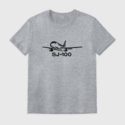 Мужская футболка Sukhoi Superjet 100 черный с надписью